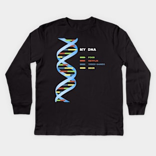 My DNA Geek Nerd Netflix Video Games Beer Kids Long Sleeve T-Shirt